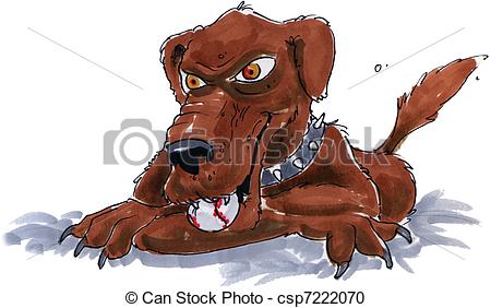 450x282 mean dog a dog laying down chewing on a baseball - Mean Dog Drawing