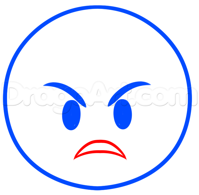 678x664 How To Draw Angry Emoji, Step - Mean Face Drawing