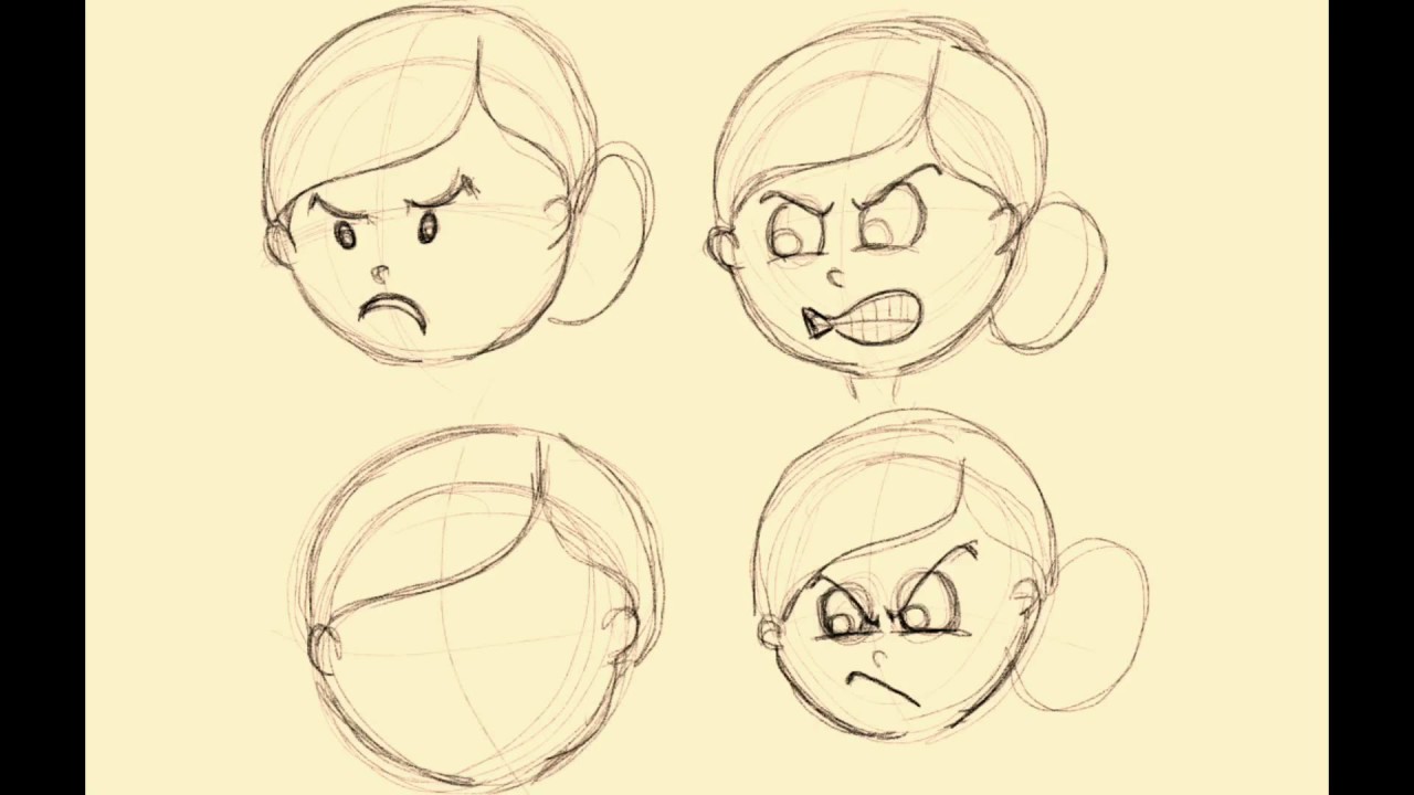 1280x720 How To Draw Facial Expressions, Angry Face - Mean Face Drawing