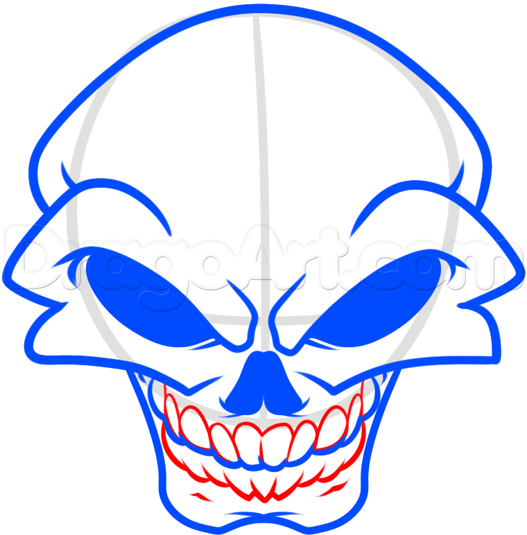 760x772 How To Draw A Skull For Beginners, Step - Mean Skull Drawings