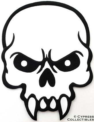 326x420 Mean Skull Iron On Embroidered Patch Vampire Poison Large Skeleton - Mean Skull Drawings
