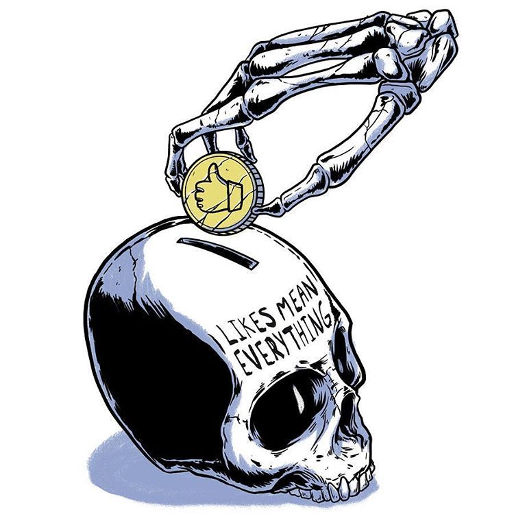 750x750 Marcos Cabrera Doodles! Likes Mean Everything! - Mean Skull Drawings