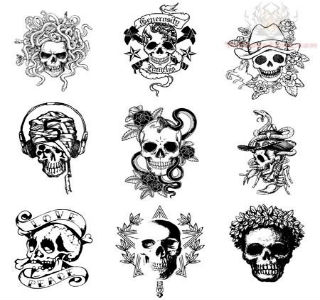 320x300 Tribal Tattoos - Mean Skull Drawings