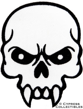 284x375 Vampire Fangs Skull Iron On Embroidered Patch Poison Skeleton - Mean Skull Drawings