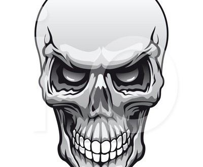 400x330 Clip Art Vector Skull Tattoo - Mean Skull Drawings