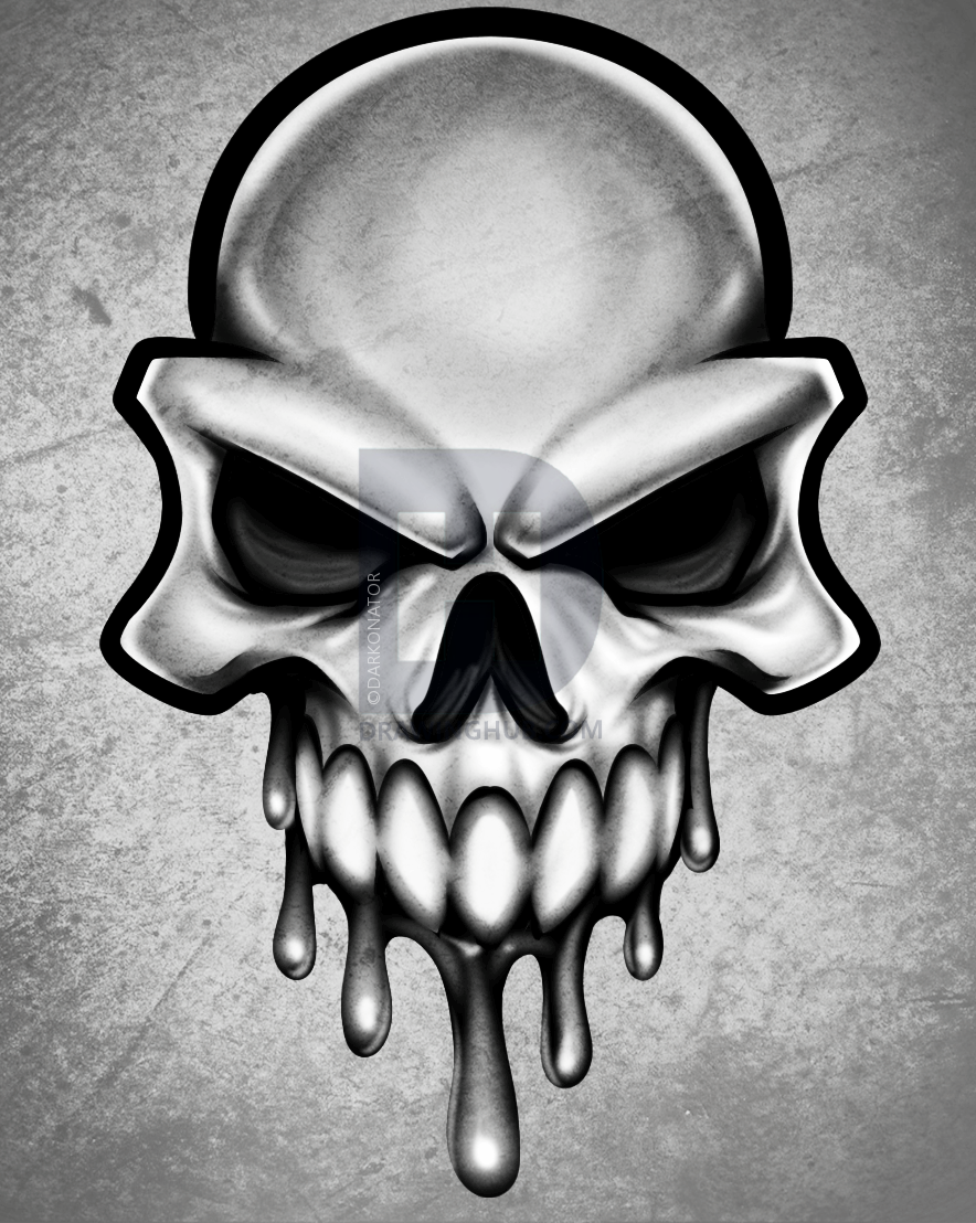 884x1108 How To Draw A Skull Head, Skull Head Tattoo, Step - Mean Skull Drawings