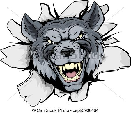 450x389 wolf mascot break out a mean looking wolf mascot character - Mean Wolf Drawing