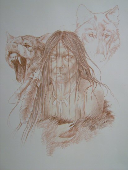 412x549 Tanka Oyate Wolf Legend And Lore - Mean Wolf Drawing