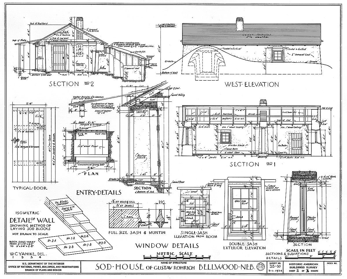 1200x965 detail from measured drawing of details of a sod house misc - Measured Drawing