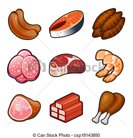 450x470 meat food icons set on white background vector - Meat Drawing