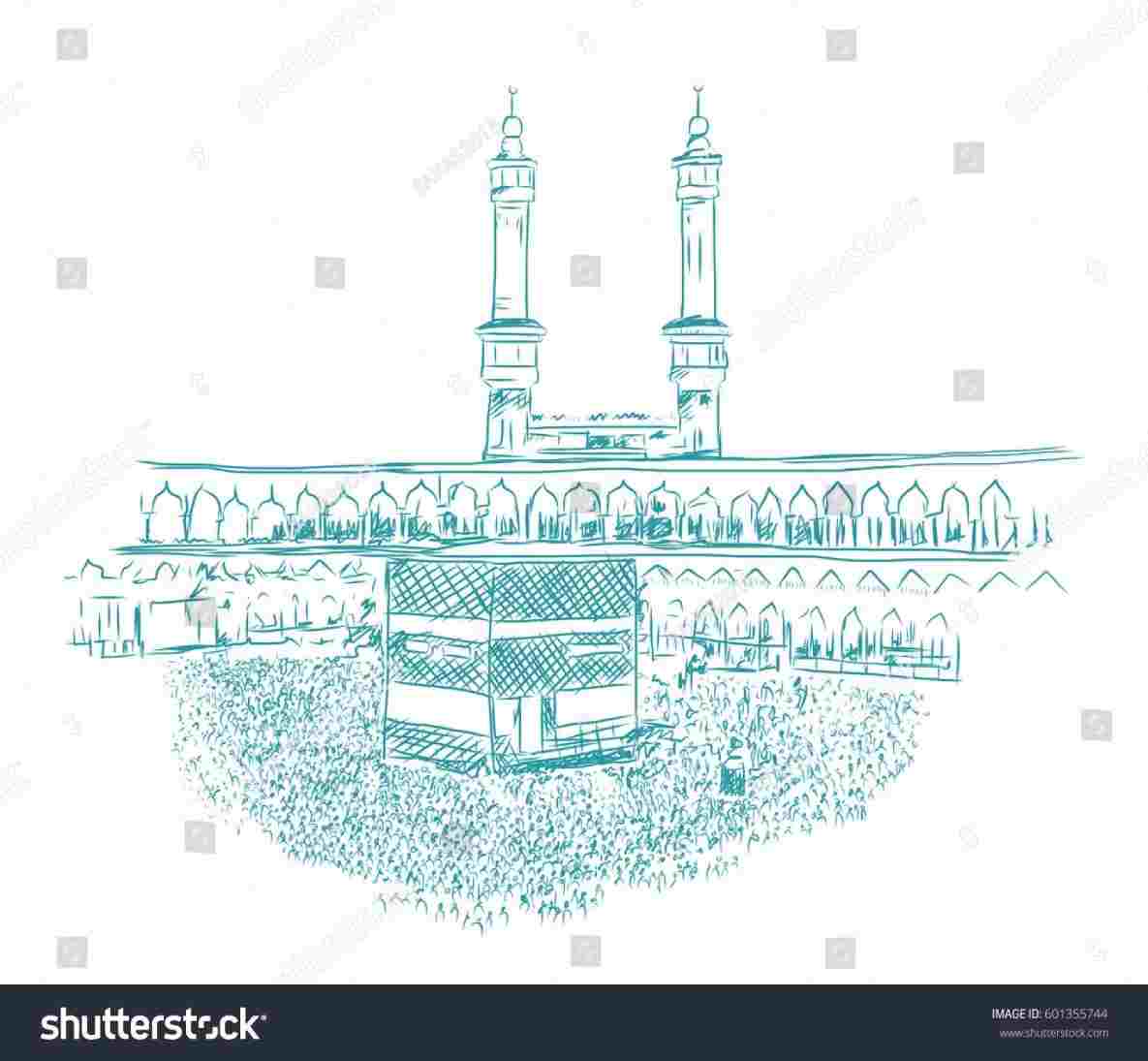 Мечеть Кааба в Мекке рисунок