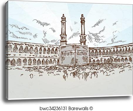 453x379 mecca background drawing, canvas print barewalls posters - Mecca Drawing