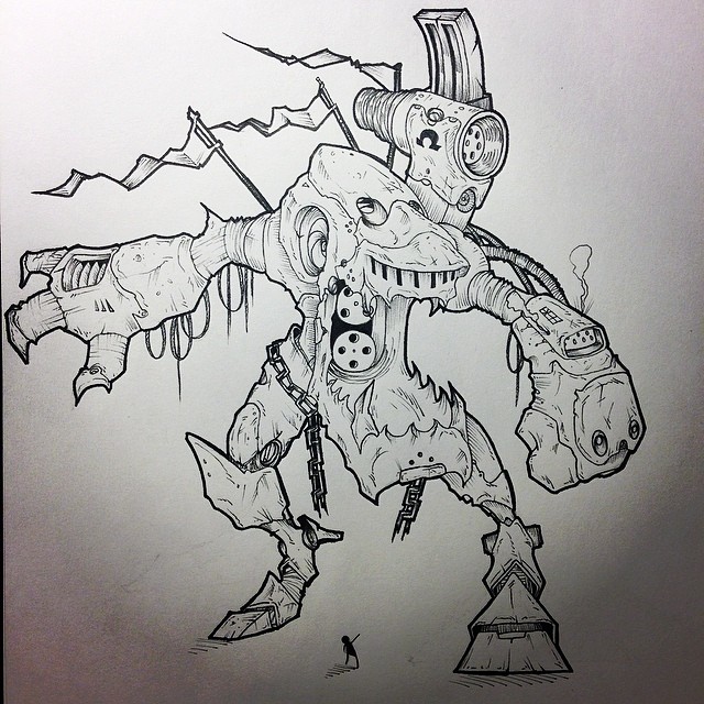 640x640 new aliendemonmech drawing - Mech Drawing