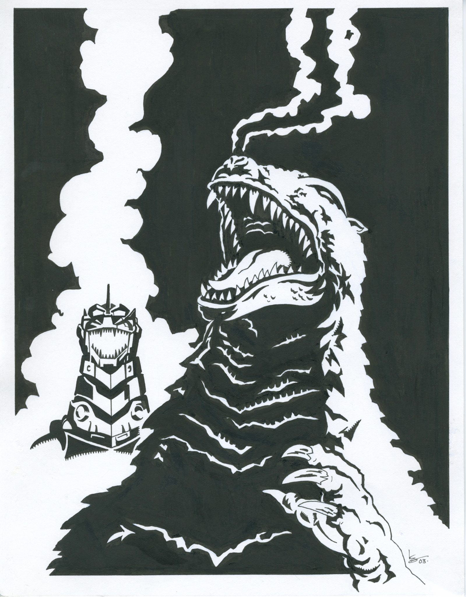 1599x2048 Godzilla Against Mechagodzilla Drawing - Mechagodzilla Drawing