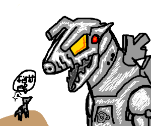 300x250 Mechagodzilla Vs Robo Horse Fight! Drawing - Mechagodzilla Drawing