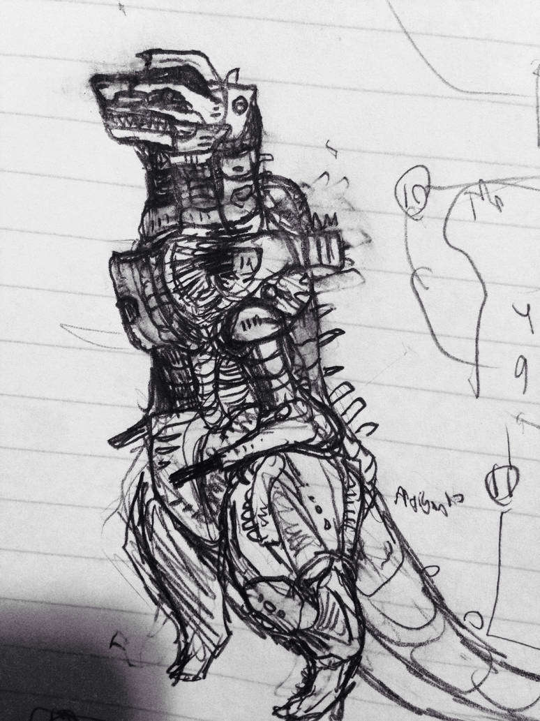 774x1033 Bored Drawing - Mechagodzilla Drawing