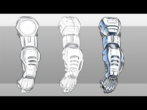 480x360 How To Draw A Robot Arm Step - Mechanical Arm Drawing