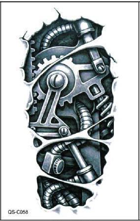 284x449 temporary tattoos black robot mechanical arm fake transfer - Mechanical Arm Drawing