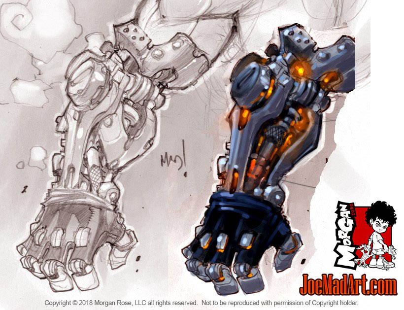 820x629 the iron saint mickael iron mechanical arm sketch - Mechanical Arm Drawing
