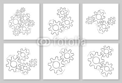 400x271 Mechanical Gears Collection Hand Drawn Vector Illustration Set - Mechanical Gears Drawing