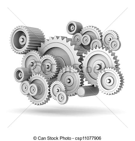 450x470 Mechanical Gears Isolated On White Background - Mechanical Gears Drawing