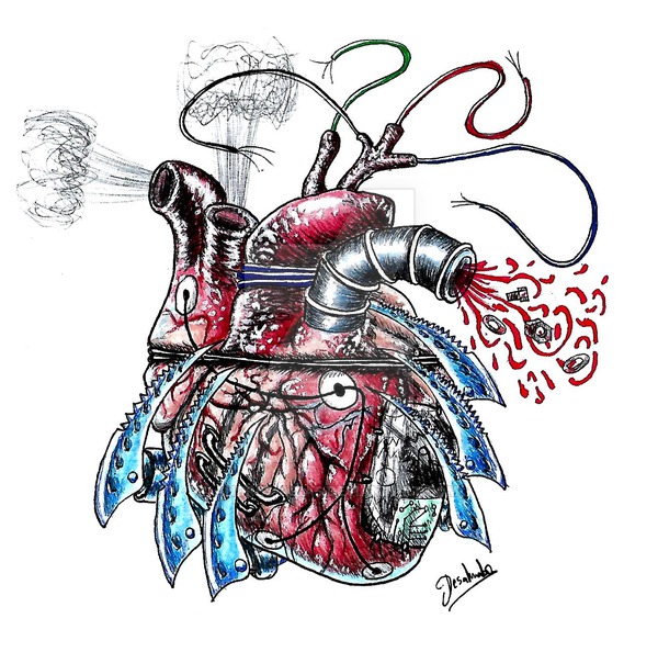 600x594 Mechanical Heart - Mechanical Heart Drawing