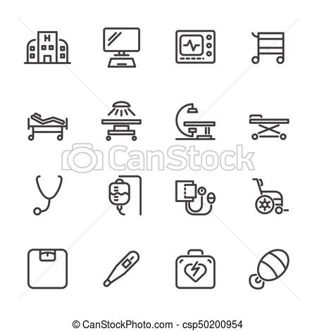 450x470 hospital and medical equipment icons set vector line icons - Medical Equipment Drawing
