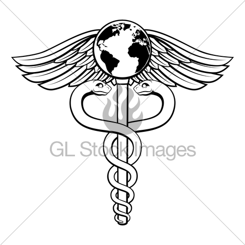 500x500 caduceus globe medical symbol gl stock images - Medical Symbol Drawing