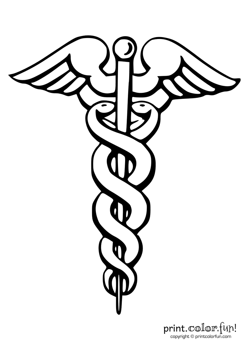 800x1100 caduceus medical symbol print color fun! free printables - Medical Symbol Drawing