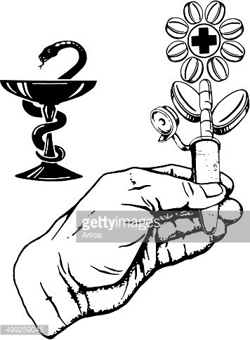 356x485 Flower Of Medicines In Hand And Medical Symbol Stock Vectors - Medical Symbol Drawing