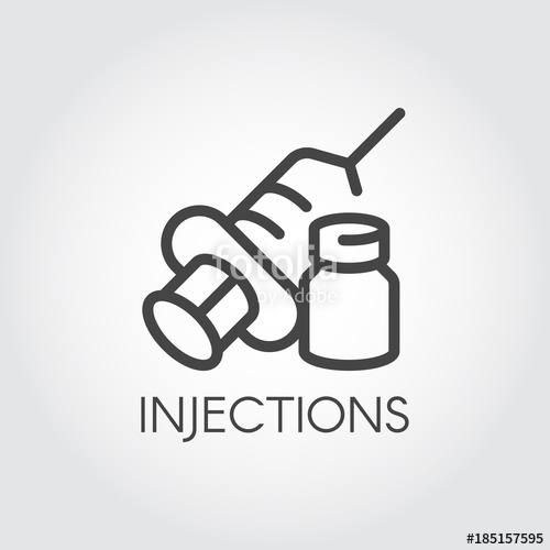 500x500 injection icon drawing in outline style contour syringe sign - Medical Symbol Drawing