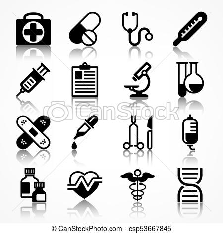 450x470 set of medical icons with shadow set of medical icons on white - Medical Symbol Drawing