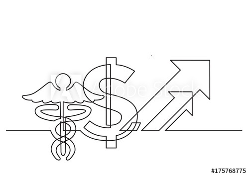 500x354 One Line Drawing Of Isolated Vector Object - Medical Symbol Drawing