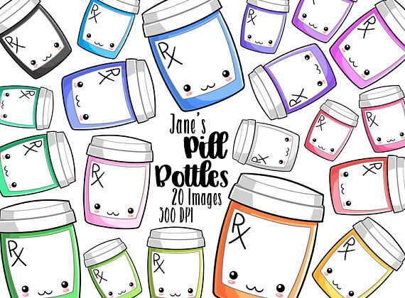 570x420 Kawaii Medication Bottles Clipart - Medication Drawing