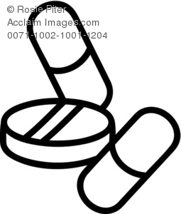 255x300 Black And White Drawing Of Medication Pills And Capsules - Medication Drawing