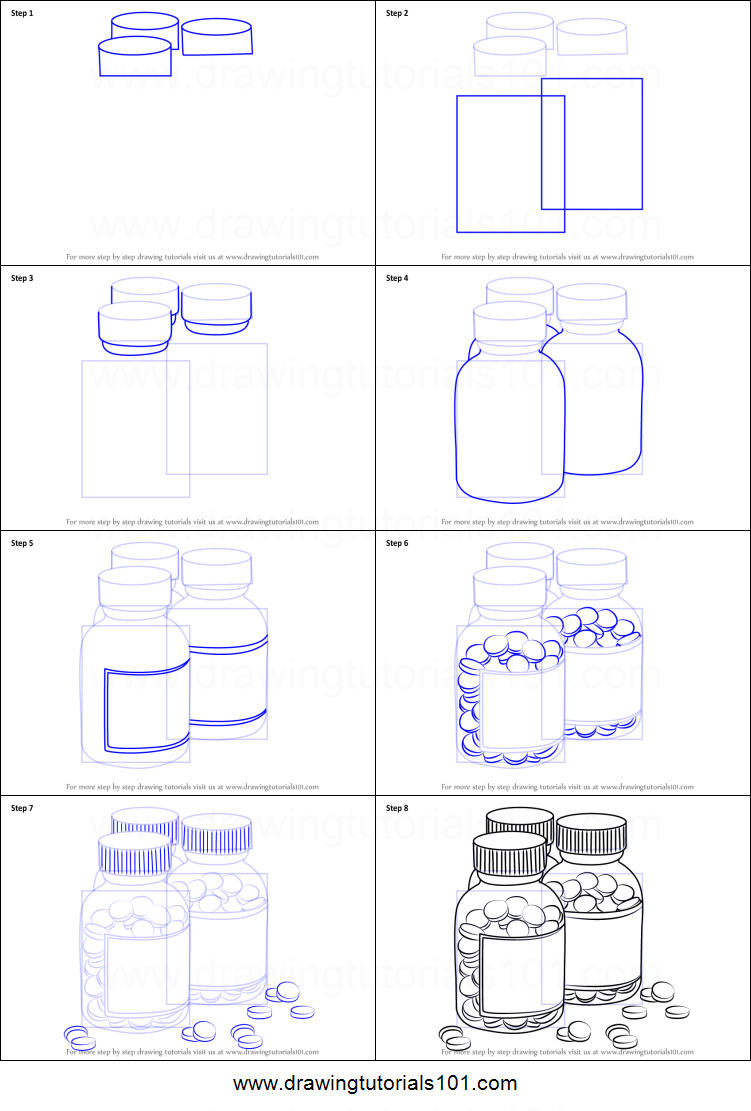 751x1111 how to draw medicine bottles printable step - Medicine Bottle Drawing