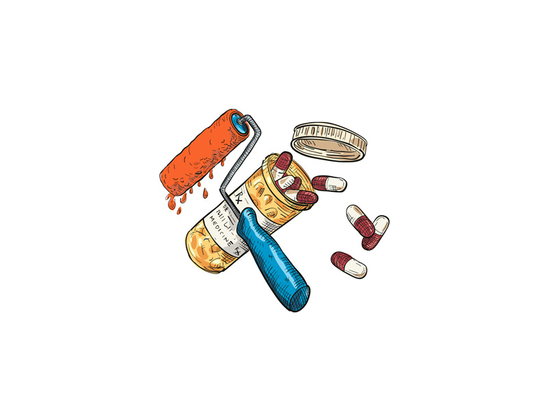 800x600 paint roller medicine capsule bottle drawing color - Medicine Bottle Drawing