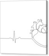 163x186 Single Continuous Line Art Anatomical Human Heart Silhouette - Medicine Drawing