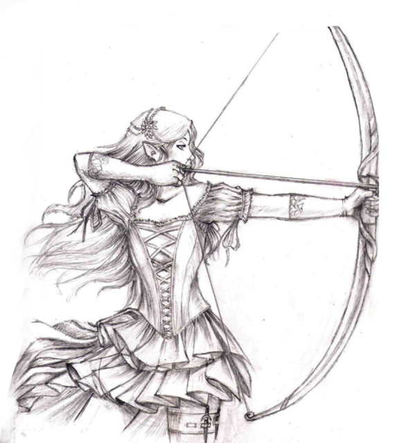 607x640 girl archer young writers society - Medieval Archer Drawing