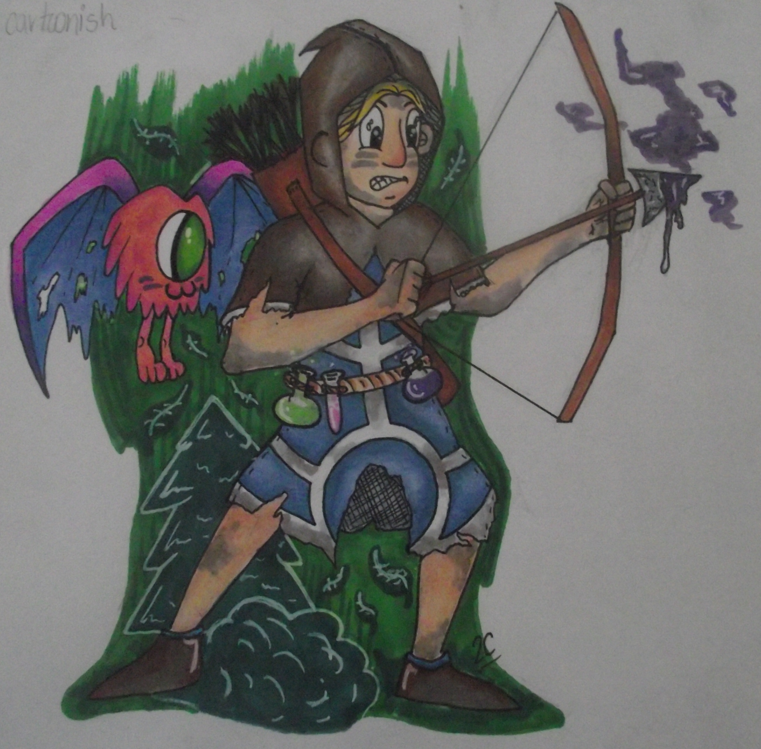 2609x2569 medieval archer with pet - Medieval Archer Drawing