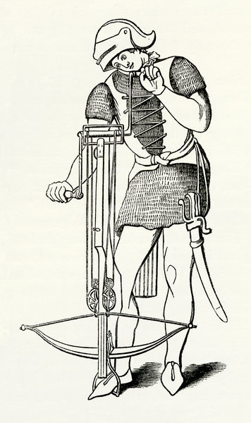356x600 medieval archer winding up a crossbow - Medieval Archer Drawing