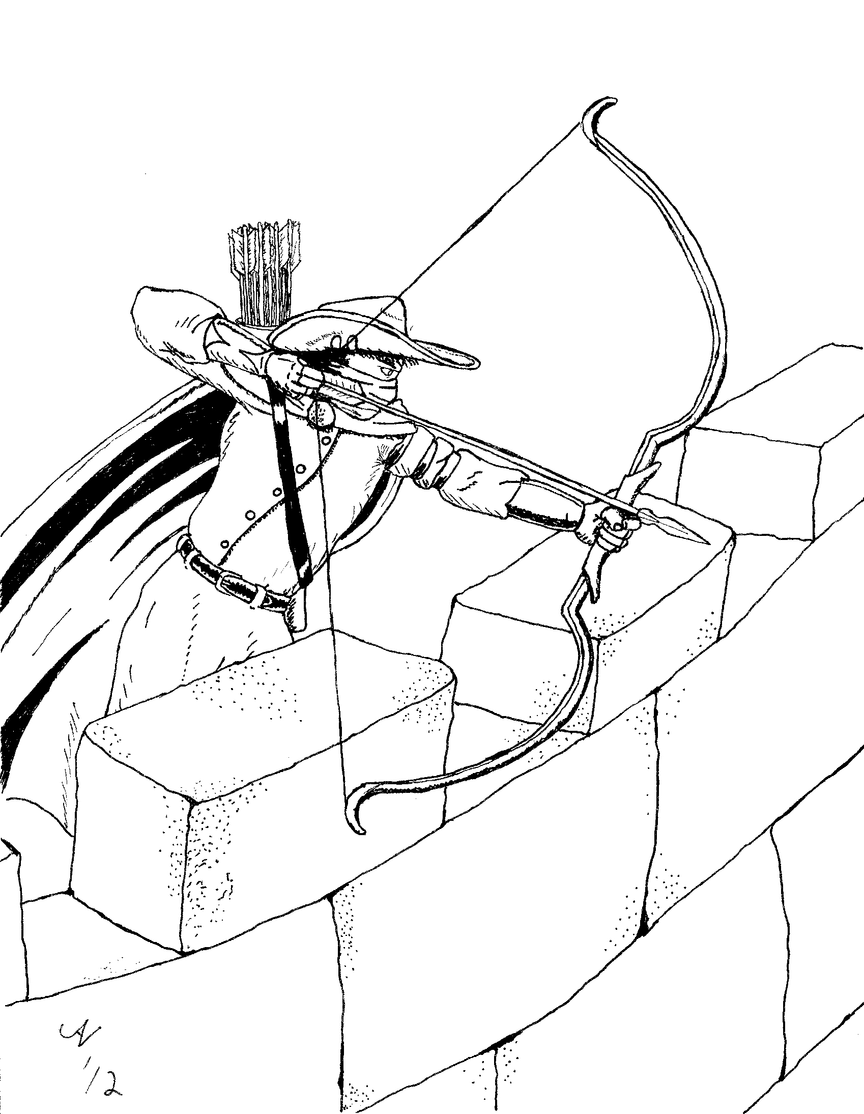 1698x2189 Sniper Drawing Medieval For Free Download - Medieval Archer Drawing