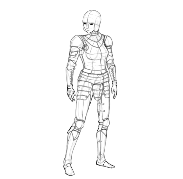 600x586 How To Design And Draw A Realistic Female Warrior - Medieval Armor Drawing