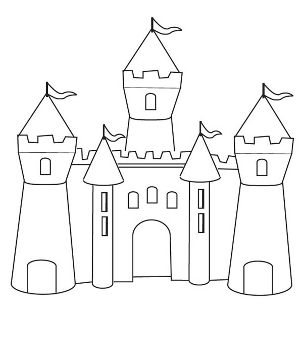 600x686 How To Draw Medieval Castle Coloring - Medieval Castle Drawing