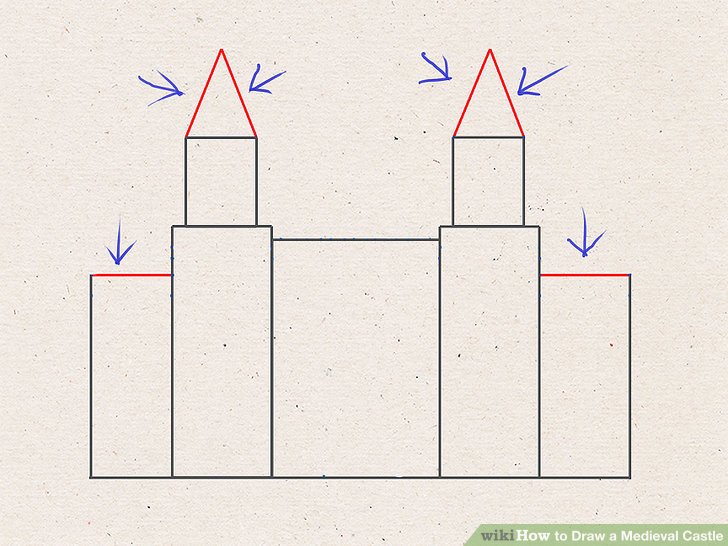 728x546 How To Draw A Medieval Castle Steps - Medieval Castle Drawing