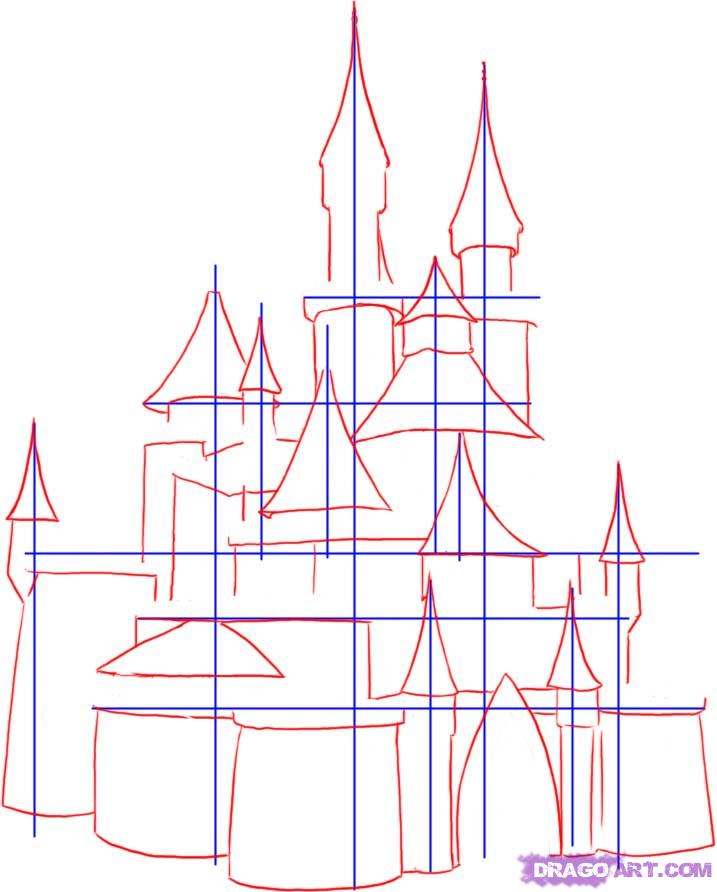 717x892 Draw A Medieval Castle, Step - Medieval Castle Drawing