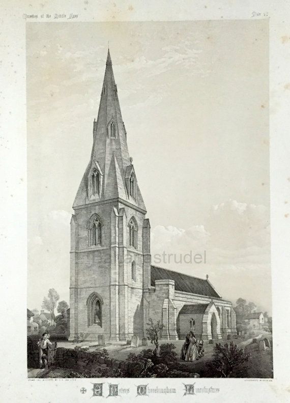 570x792 Antique Medieval Architectural Drawing Of St Peter's Church - Medieval Church Drawing