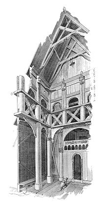220x420 Stave Church - Medieval Church Drawing