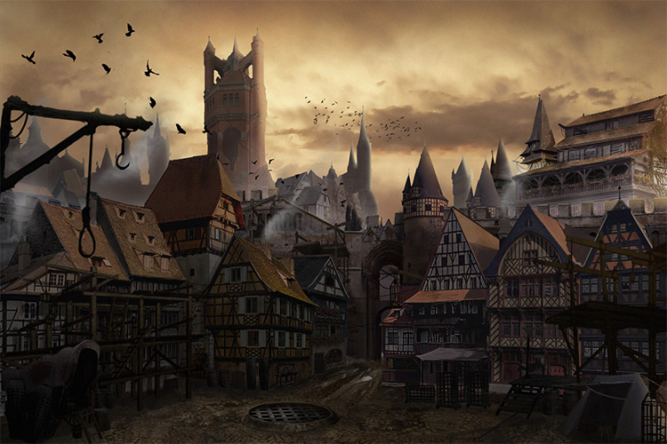 750x500 Medieval Buildings And Towns For Concept Art Inspiration - Medieval City Drawing