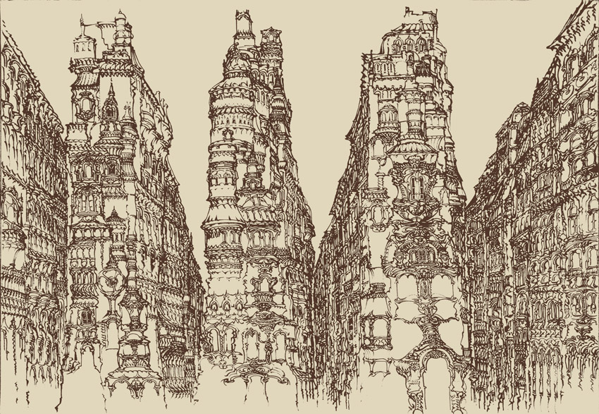 850x587 Medieval City - Medieval City Drawing